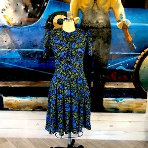 J.b. Too 1980s green blue dress with pleated skirt